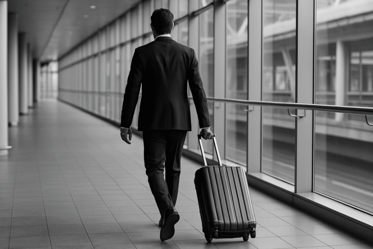 Man at airport with suitecase
